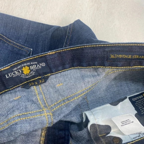 Lucky Brand Men's 38x32 363 Straight Fit Jeans Dark Wash Stretch Denim - Picture 5 of 8